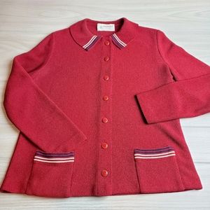Vintage 60's Kimberly Cardigan Cocktail Jacket Dracon w/ brass buttons sz 14